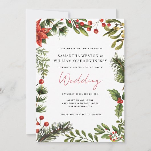 Invitation Mariage de vacances de verdure à l'aquarelle (Devant)