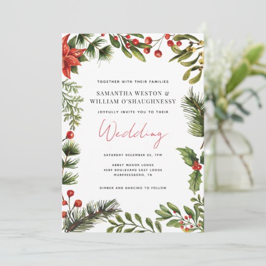 Invitation Mariage de vacances de verdure à l'aquarelle (Debout devant)