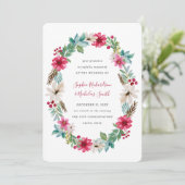 Invitation Mariage de vacances | Fleurs d'aquarelle d'hiver (Debout devant)