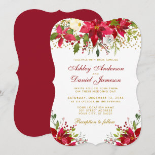 Invitation Mariage de vacances Poinsettia Floral Gold Parties