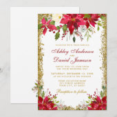 Invitation Mariage de vacances Rouge Floral Poinsettia Partie (Devant / Derrière)