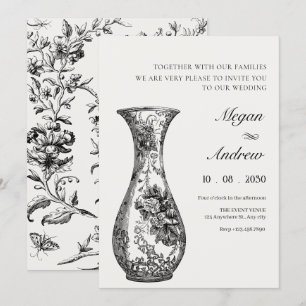 Invitation mariage de vase antique vintage