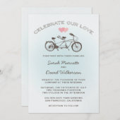 Invitation Mariage de vélo en tandem bleu (Devant / Derrière)