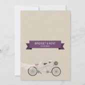 Invitation Mariage de vélo Faux Linen Plum Tandem (Dos)