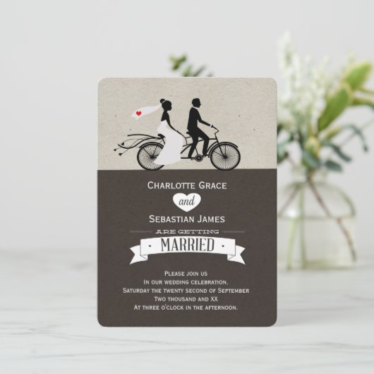 Invitation Mariage De Vélos Cute Tandem (Debout devant)