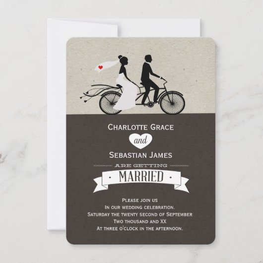 Invitation Mariage De Vélos Cute Tandem (Devant)