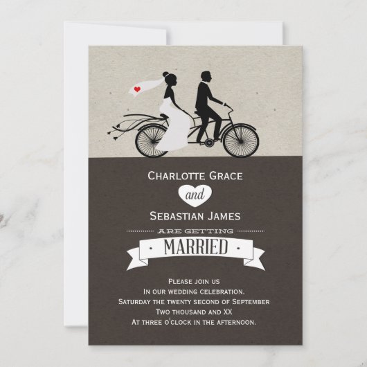 Invitation Mariage De Vélos Cute Tandem (Devant)
