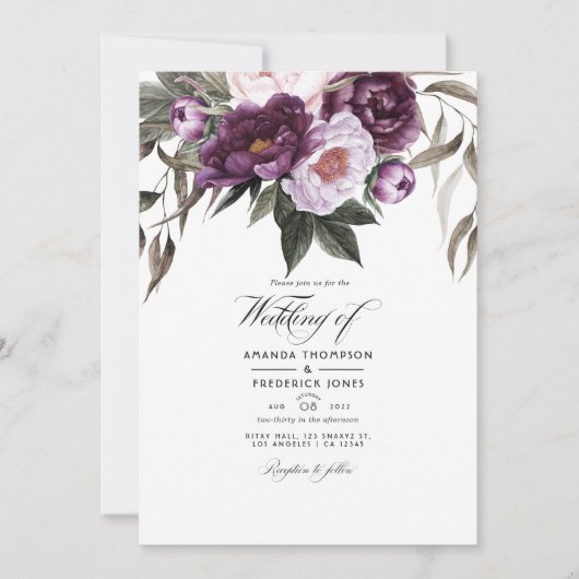 Invitation Mariage de velours profond (Devant)