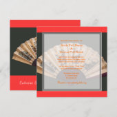 Invitation Mariage de ventilateur chinois en bambou et soie (Devant / Derrière)