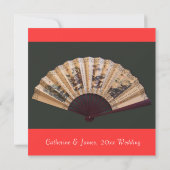 Invitation Mariage de ventilateur chinois en bambou et soie (Dos)
