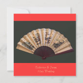 Invitation Mariage de ventilateur chinois en bambou et soie (Dos)