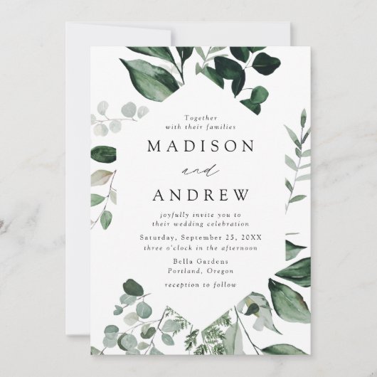 Invitation Mariage de verdure abondante (Devant)