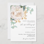 Invitation Mariage de verdure blanc à fleurs à eucalyptus (Devant)