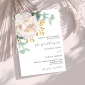 Invitation Mariage de verdure blanc à fleurs à eucalyptus