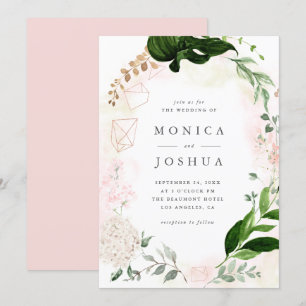 Invitation Mariage de verdure botanique moderne Blush & Green