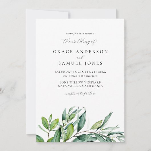Invitation Mariage de verdure botanique rustique (Devant)