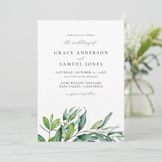 Invitation Mariage de verdure botanique rustique (Debout devant)