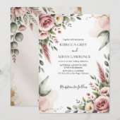 Invitation Mariage de verdure botanique rustique d'eucalyptus (Devant / Derrière)