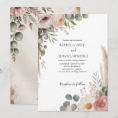 Invitation Mariage de verdure botanique rustique d'eucalyptus (Devant / Derrière)