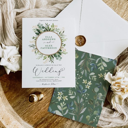 Invitation Mariage de verdure botanique vert moderne