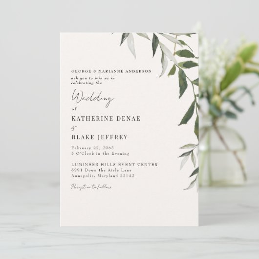 Invitation Mariage de verdure Champagne Lumière (Debout devant)