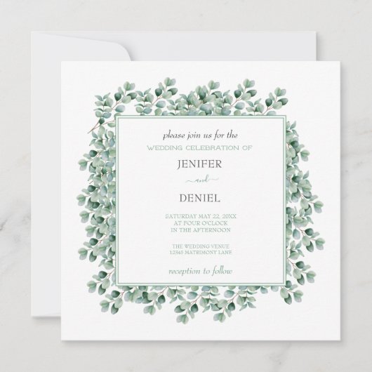 Invitation Mariage de verdure de botanique d'eucalyptus (Devant)