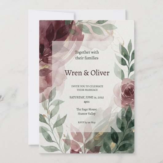 Invitation Mariage de verdure de Bourgogne (Devant)