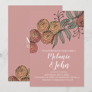 Invitation Mariage de verdure de fleurs botaniques d'œillet