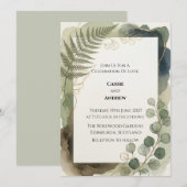 Invitation Mariage de verdure de fougère d'eucalyptus (Devant / Derrière)
