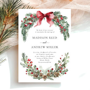 Invitation Mariage de verdure de Noël rustique
