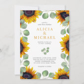Invitation Mariage de verdure de tournesol moderne eucalyptus (Devant)