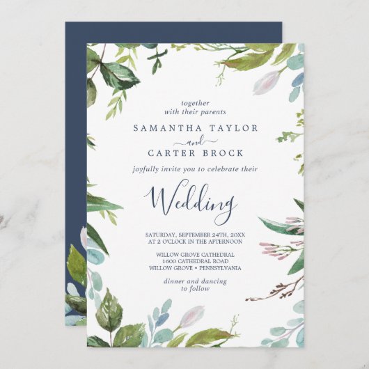 Invitation Mariage de verdure d'été (Devant / Derrière)