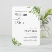 Invitation Mariage de verdure d'eucalyptus vert sauge (Debout devant)