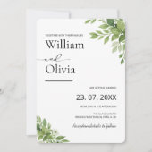 Invitation Mariage de verdure d'eucalyptus vert sauge (Devant)