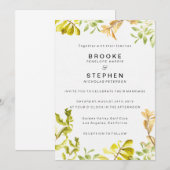 Invitation Mariage de verdure dorée (Devant / Derrière)