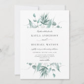 Invitation Mariage de verdure Dusty Blue Eucalyptus (Devant)