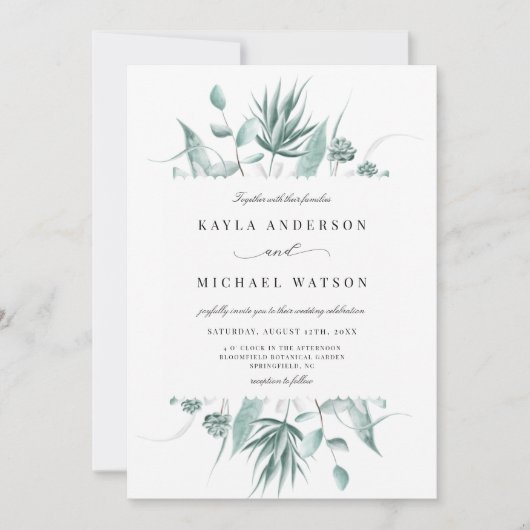 Invitation Mariage de verdure Dusty Blue Eucalyptus (Devant)