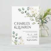 Invitation Mariage de verdure et fleurs blanches (Debout devant)
