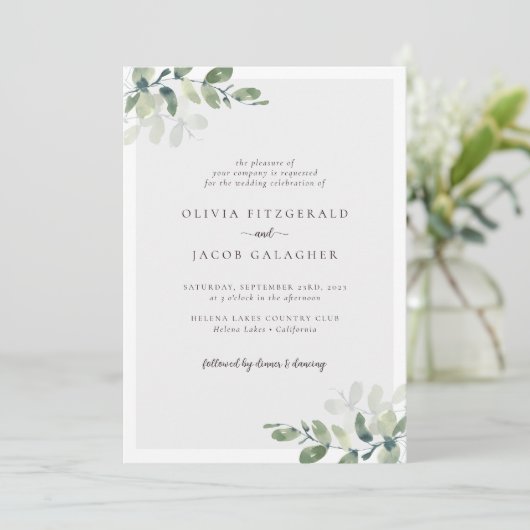 Invitation Mariage de verdure Eucalyptus (Debout devant)