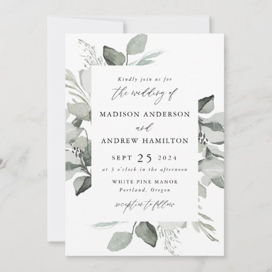 Invitation Mariage de verdure Eucalyptus (Devant)
