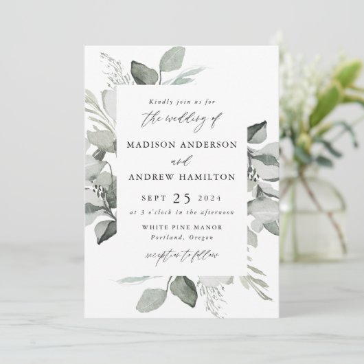 Invitation Mariage de verdure Eucalyptus (Debout devant)