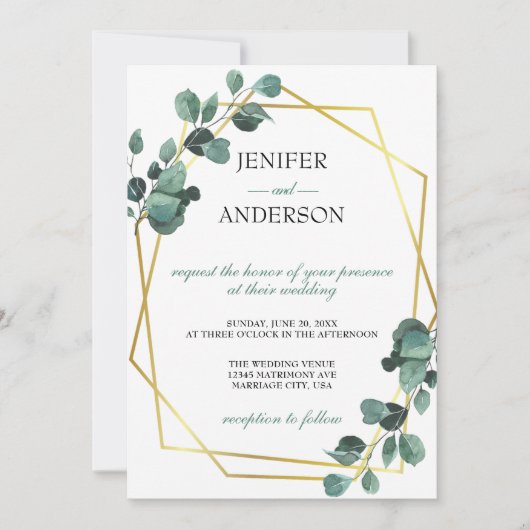 Invitation Mariage de verdure Eucalyptus (Devant)