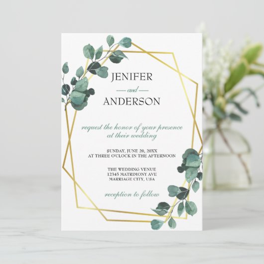 Invitation Mariage de verdure Eucalyptus (Debout devant)