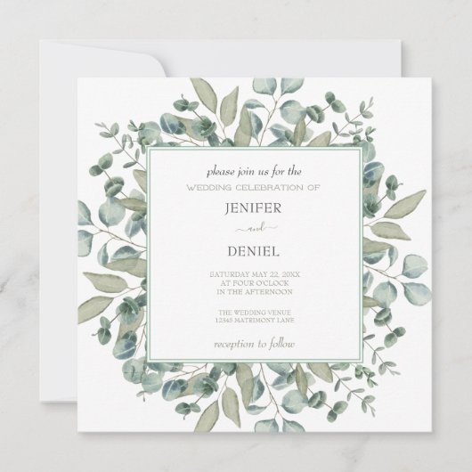Invitation Mariage de verdure Eucalyptus (Devant)