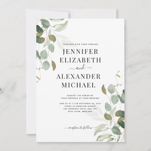Invitation Mariage de verdure Eucalyptus (Devant)