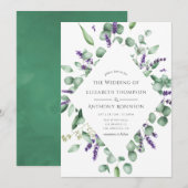 Invitation Mariage de verdure Eucalyptus Lavender (Devant / Derrière)