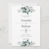 Invitation Mariage de verdure Eucalyptus moderne (Devant)