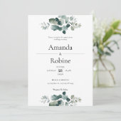 Invitation Mariage de verdure Eucalyptus moderne (Debout devant)