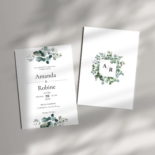 Invitation Mariage de verdure Eucalyptus moderne