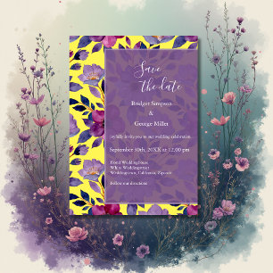 Invitation mariage de verdure fleur sauvage lilas coloré